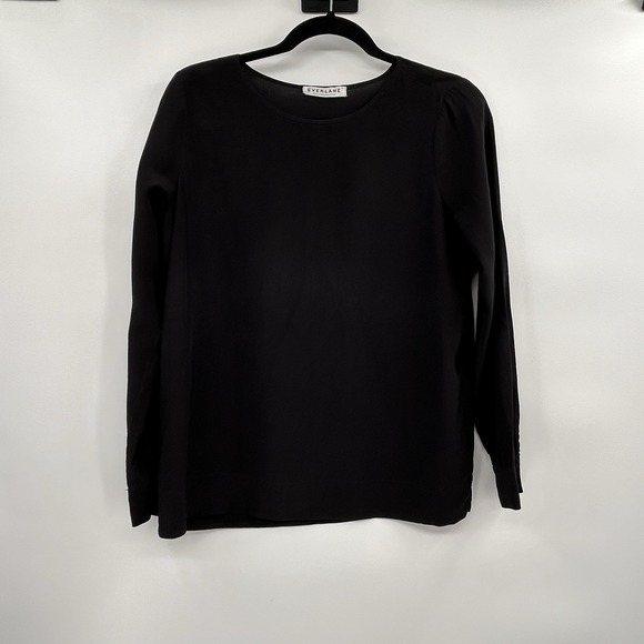 Everlane Tops - Everlane Womens 100% Silk Long Sleeve Top Size XS Black Minimalist Classic